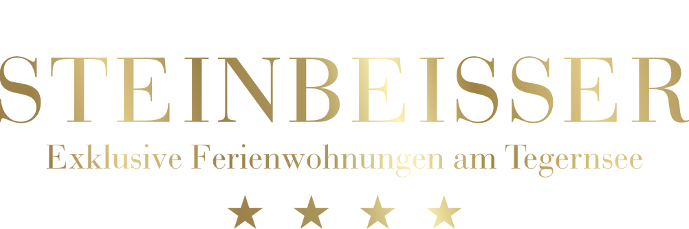 Logo Steinbeisser Exklusive Ferienwohnungen am Tegernsee goldener Schriftzug auf transparentem Hintergrund