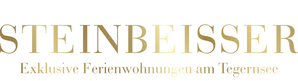 Logo Steinbeisser Exklusive Ferienwohnungen am Tegernsee goldener Schriftzug auf transparentem Hintergrund