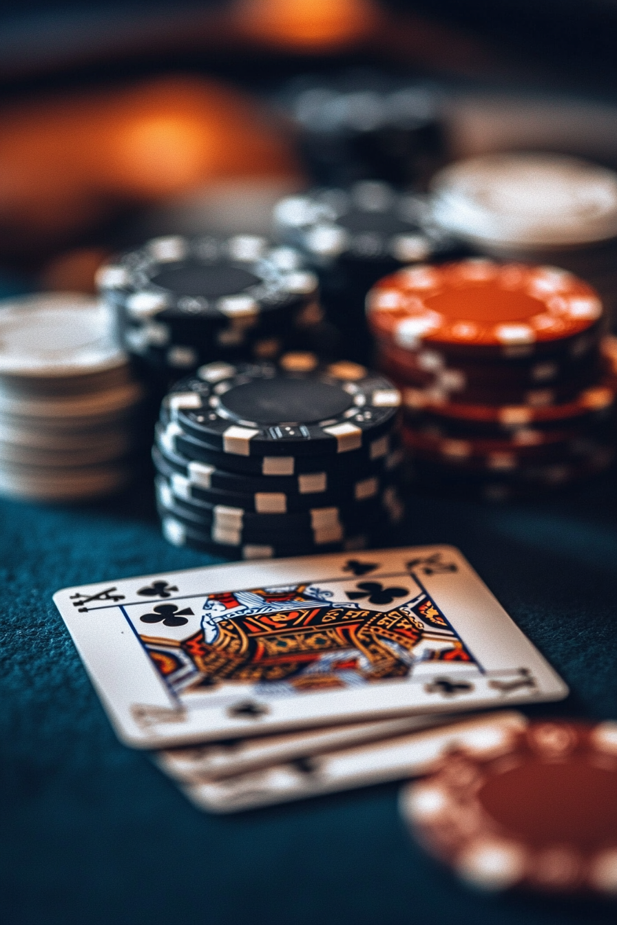 Nahaufnahme Spielchips und Karten