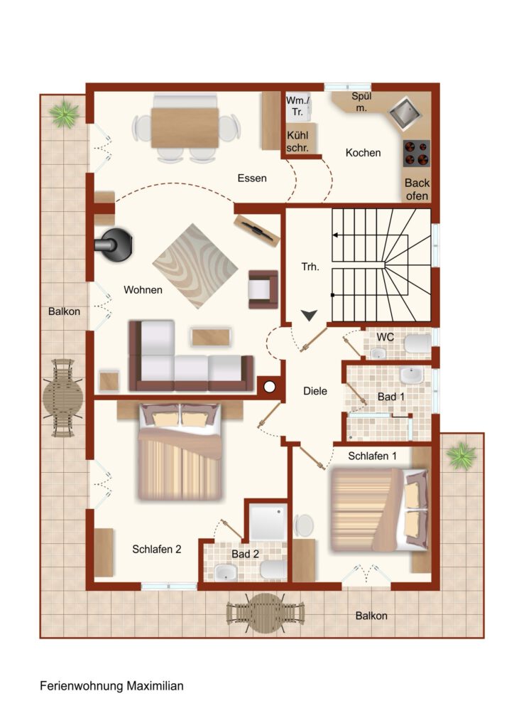Grundriss Ferienwohnung Maximilian